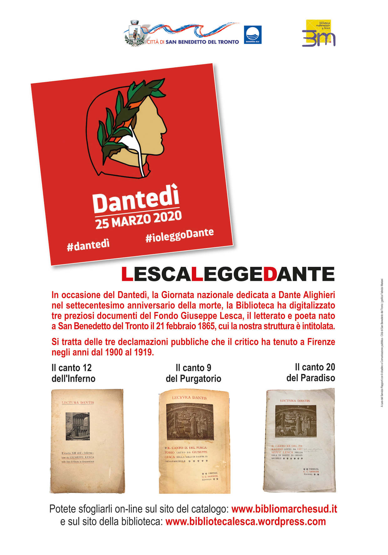 “Dantedì”, la Città celebra Dante nei 700 anni dalla morte